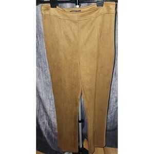 Threadbare Bellamy Faux Suede Side Zip Front Split Hem Tan Pants Women's‎ Size 6